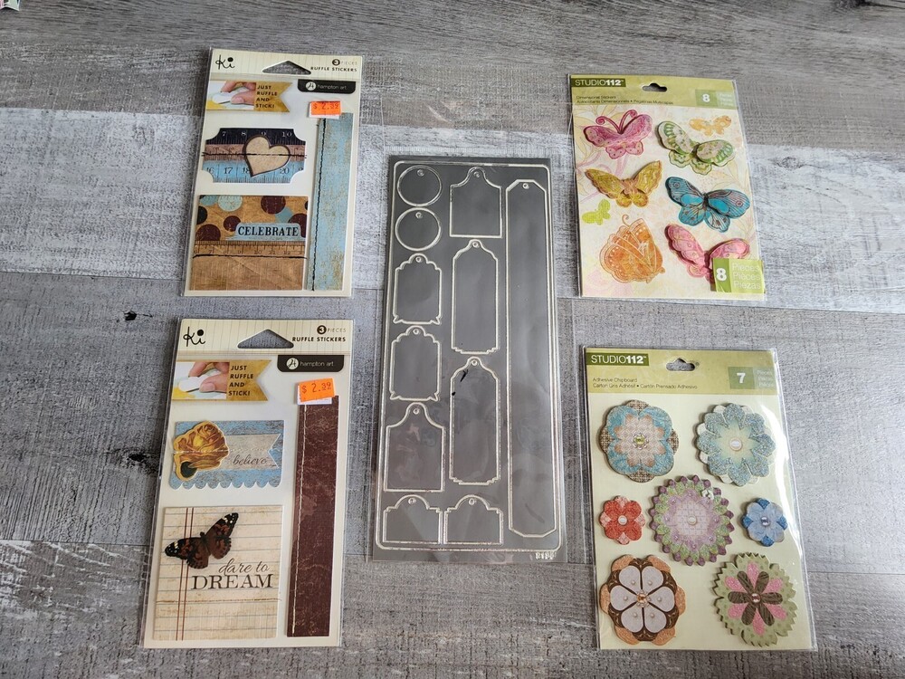 NEW Scrapbook Stickers - 3D Butterflies Tags Journaling Emphora Retired #34